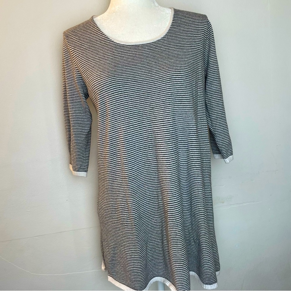 Indigenous 100% Organic Cotton Striped 3/4 Sleeve Tunic Top Womens Size Medium